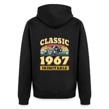 Classique Depuis 1967 - Anniversaire 55 Ans - Veste à capuche bio Premium Unisexe - noir - Dos - Nico (187cm)