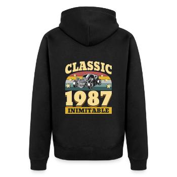 Classique Depuis 1987 - Anniversaire 35 Ans - Veste à capuche bio Premium Unisexe - noir - Dos - Nico (187cm)