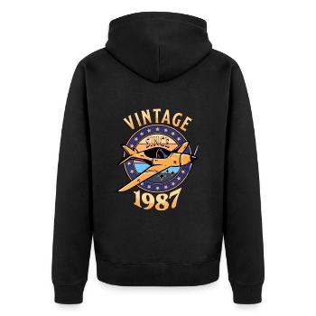 Avion Vintage 1987 35 Ans Anniversaire - Veste à capuche bio Premium Unisexe - noir - Dos - Nico (187cm)