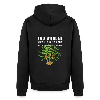 JE SUIS UN BUVEUR SECRET DE THÉ AU GINGEMBRE Ingwertee Ingwer - Veste à capuche bio Premium Unisexe - noir - Dos - Nico (187cm)