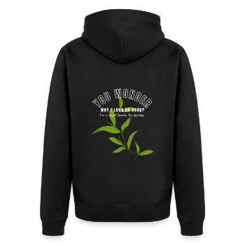 I'M A SECRET SENCHA TEA DRINKER SENCHATEE TEE - Unisex Premium Organic Zip Hoodie - black - Back - Nico (187cm)