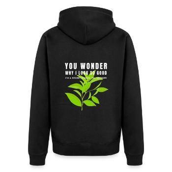 I'M A SECRET SENCHA TEA DRINKER SENCHATEE TEE - Unisex Premium Organic Zip Hoodie - black - Back - Nico (187cm)