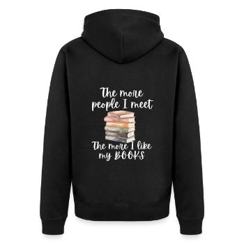 Funny Books Saying for Book Lovers - Unisex Premium Organic Zip Hoodie - black - Back - Nico (187cm)