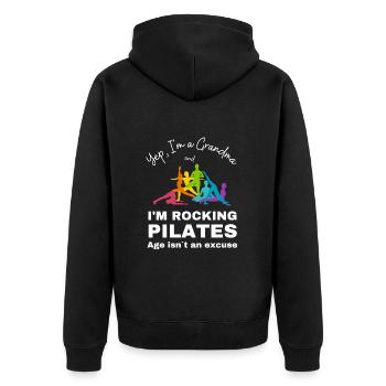 Yep, I'am a Pilates Grandma Granny for Pilates class - Unisex Premium Organic Zip Hoodie - black - Back - Nico (187cm)