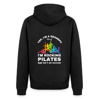Pilates Grandpa - Pour Pilates Grand-père pour le cours de Pilates - Veste à capuche bio Premium Unisexe - noir - Dos - Nico (187cm)