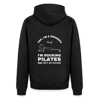 Pilates Grandpa - Pour Pilates Grand-père pour le cours de Pilates - Veste à capuche bio Premium Unisexe - noir - Dos - Nico (187cm)
