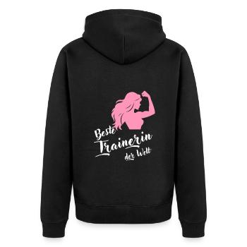 Trainers Gift Best Coach in the World - Unisex Premium Organic Zip Hoodie - black - Back - Nico (187cm)
