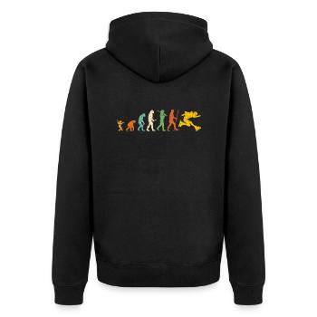 Walzen Evolution - Unisex Premium Bio Zip Hoodie - Schwarz - Hinten - Nico (187cm)