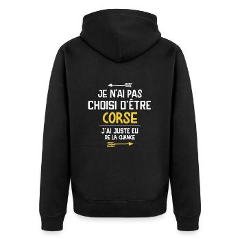 Corse - Chance - Ville - Cadeau - Drôle - Homme - Veste à capuche bio Premium Unisexe - noir - Dos - Nico (187cm)