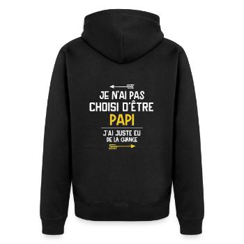 Papi - Retraité - Chance - Cadeau - Drôle - Veste à capuche bio Premium Unisexe - noir - Dos - Nico (187cm)