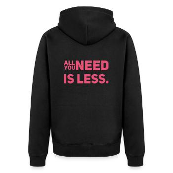 Tout ce dont vous avez besoin est MOINS - Nouveau T-Shirt Design 22/23 - Veste à capuche bio Premium Unisexe - noir - Dos - Nico (187cm)
