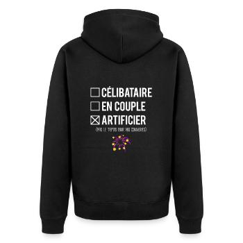 Célibataire en couple artificier feux d'artifice - Veste à capuche bio Premium Unisexe - noir - Dos - Nico (187cm)