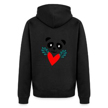 VIELEN DANK. GELIEBTE. MEISTER. DANKE, HERRIN. GESCHENK - Unisex Premium Bio Zip Hoodie - Schwarz - Hinten - Nico (187cm)