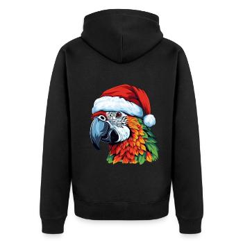Parrot Christmas Animal Head - Unisex Premium Organic Zip Hoodie - black - Back - Nico (187cm)