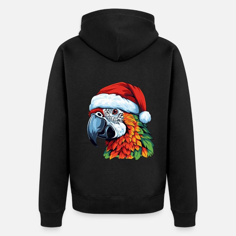 Tête d’animal de Noël perroquet - Veste à capuche bio Premium Unisexe - noir