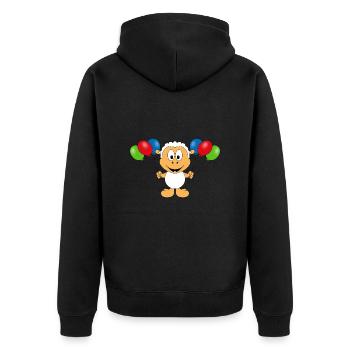 SCHAF - SHEEP - LUFTBALLONS - KIND - BABY - TIER - Unisex Premium Bio Zip Hoodie - Schwarz - Hinten - Nico (187cm)