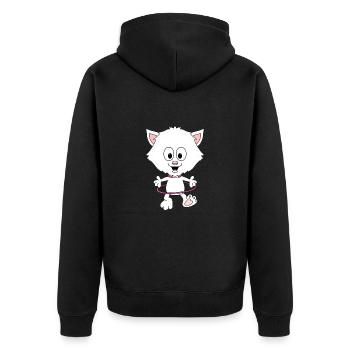 KATZE - CAT - KINDER - BABY - TIER - TIERISCH - Unisex Premium Bio Zip Hoodie - Schwarz - Hinten - Nico (187cm)