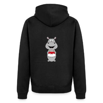 NILPFERD - FLUSSPFERD - HIPPO - GEBURTSTAG - KIND - Unisex Premium Bio Zip Hoodie - Schwarz - Hinten - Nico (187cm)