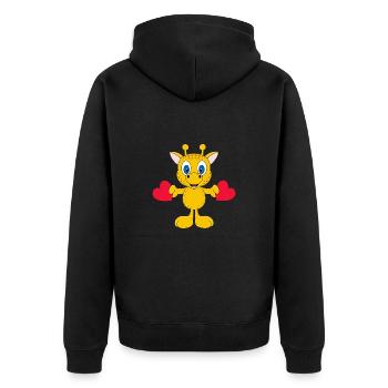 GIRAFFE - LIEBE - LOVE - TIER - TIERLIEB - KINDER - Unisex Premium Bio Zip Hoodie - Schwarz - Hinten - Nico (187cm)