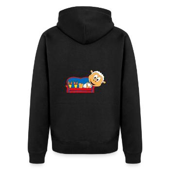 SCHAF - SHEEP - MÖHREN - GEMÜSE - ESSEN - SOFA - Unisex Premium Bio Zip Hoodie - Schwarz - Hinten - Nico (187cm)
