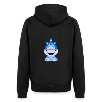 EINHORN - UNICORN - KIND - BABY - Unisex Premium Bio Zip Hoodie - Schwarz - Hinten - Nico (187cm)
