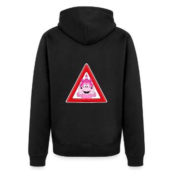 ACHTUNG EINHORN - ATTENTION UNICORN - KIND - BABY - Unisex Premium Bio Zip Hoodie - Schwarz - Hinten - Nico (187cm)