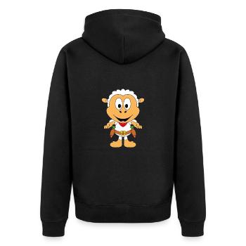 SCHAF - COWBOY - WESTERN - MÖHREN - KINDER - Unisex Premium Bio Zip Hoodie - Schwarz - Hinten - Nico (187cm)
