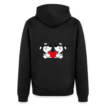 HUNDE - TIERE - LIEBE - TIERLIEB - KINDER - BABY - Unisex Premium Bio Zip Hoodie - Schwarz - Hinten - Nico (187cm)