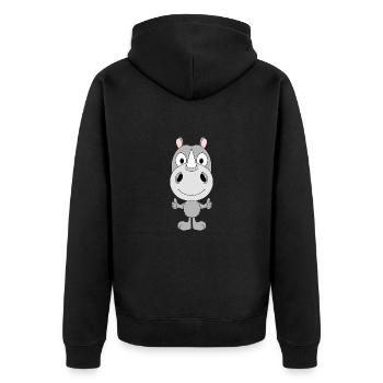 NASHORN - TIER - KIND - BABY - LIKE - LIKEN - Unisex Premium Bio Zip Hoodie - Schwarz - Hinten - Nico (187cm)
