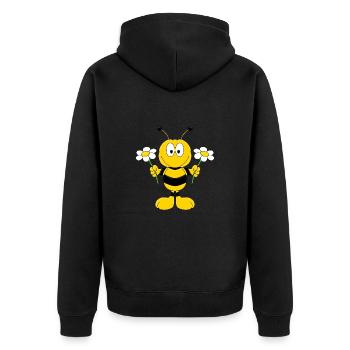 BIENE - BLUMEN - BLÜMCHEN - TIER - KIND - BABY - Unisex Premium Bio Zip Hoodie - Schwarz - Hinten - Nico (187cm)