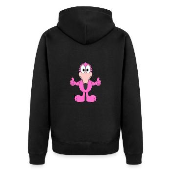FLAMINGO - VOGEL - TIER - KIND - BABY - Unisex Premium Bio Zip Hoodie - Schwarz - Hinten - Nico (187cm)
