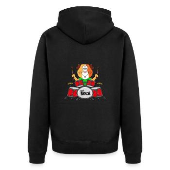 SCHLAGZEUGER - MEERSCHWEINCHEN - MUSIKER - TIER - Unisex Premium Bio Zip Hoodie - Schwarz - Hinten - Nico (187cm)
