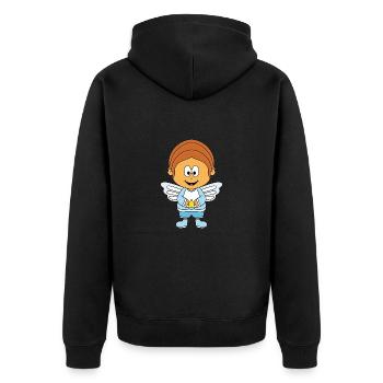 JUNGE - ENGEL - KIND - HIMMEL - BABY - KINDER - Unisex Premium Bio Zip Hoodie - Schwarz - Hinten - Nico (187cm)