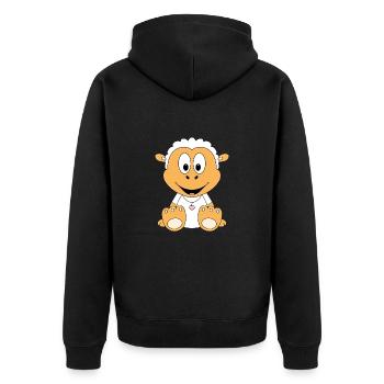 SCHAF - TIER - KINDER - BABY - Unisex Premium Bio Zip Hoodie - Schwarz - Hinten - Nico (187cm)