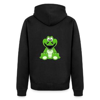 KROKODIL - TIER - KIND - BABY - Unisex Premium Bio Zip Hoodie - Schwarz - Hinten - Nico (187cm)