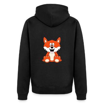 FUCHS - TIER - KINDER - BABY - Unisex Premium Bio Zip Hoodie - Schwarz - Hinten - Nico (187cm)