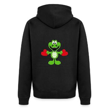 KROKODIL - LIEBE - TIER - KIND - BABY - Unisex Premium Bio Zip Hoodie - Schwarz - Hinten - Nico (187cm)