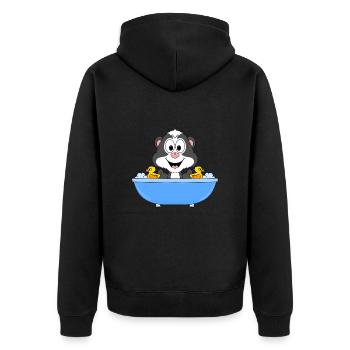 STINKTIER - BADEWANNE - TIER - KIND - BABY - Unisex Premium Bio Zip Hoodie - Schwarz - Hinten - Nico (187cm)