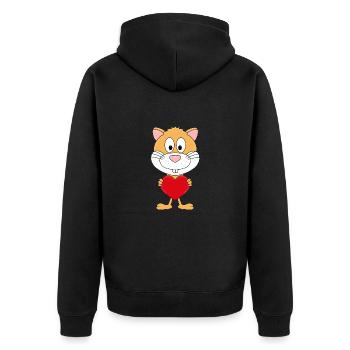HAMSTER - LIEBE - TIER - KIND - BABY - Unisex Premium Bio Zip Hoodie - Schwarz - Hinten - Nico (187cm)