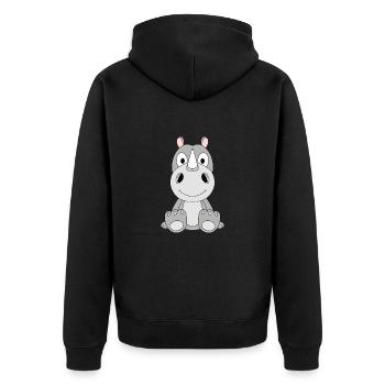 NASHORN - TIER - KIND - BABY - Unisex Premium Bio Zip Hoodie - Schwarz - Hinten - Nico (187cm)