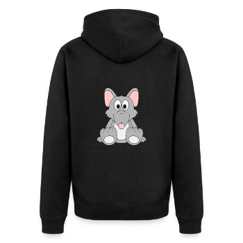 RATTE - LIEBE - TIER - KIND - BABY - Unisex Premium Bio Zip Hoodie - Schwarz - Hinten - Nico (187cm)
