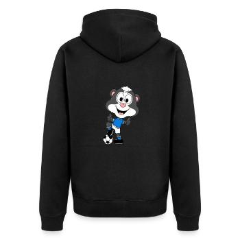 STINKTIER - FUßBALL - SPORT - TIER - KIND - BABY - Unisex Premium Bio Zip Hoodie - Schwarz - Hinten - Nico (187cm)