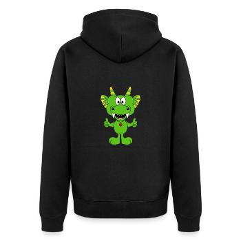 DRACHE - TIER - KIND - BABY - Unisex Premium Bio Zip Hoodie - Schwarz - Hinten - Nico (187cm)