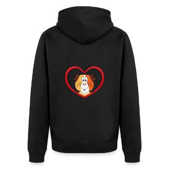 MEERSCHWEINCHEN - LIEBE - TIER - KIND - BABY - Unisex Premium Bio Zip Hoodie - Schwarz - Hinten - Nico (187cm)
