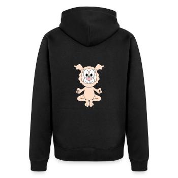 LAMA - YOGA - PILATES - LIEBE - TIER - KIND - BABY - Unisex Premium Bio Zip Hoodie - Schwarz - Hinten - Nico (187cm)