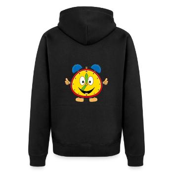 WECKER - UHR - UHRZEIT - KINDER - BABY - Unisex Premium Bio Zip Hoodie - Schwarz - Hinten - Nico (187cm)