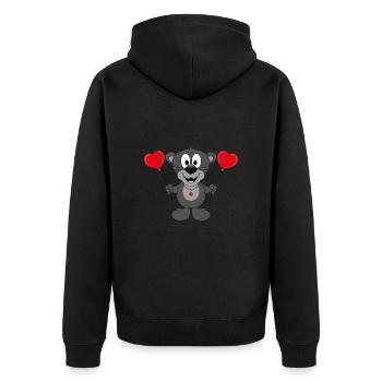 PANTHER - LIEBE - TIER - KIND - BABY - Unisex Premium Bio Zip Hoodie - Schwarz - Hinten - Nico (187cm)