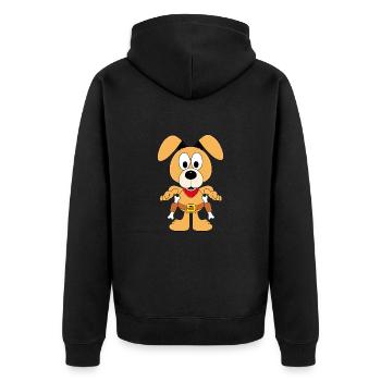 HUND - COWBOY - WESTERN - TIER - KIND - BABY - Unisex Premium Bio Zip Hoodie - Schwarz - Hinten - Nico (187cm)
