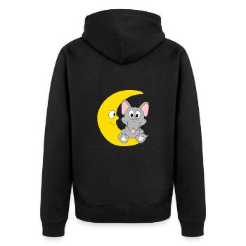 RATTE - MOND - TIER - KIND - BABY - Unisex Premium Bio Zip Hoodie - Schwarz - Hinten - Nico (187cm)