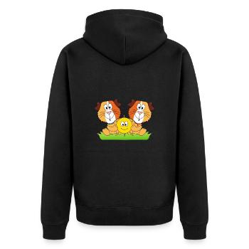MEERSCHWEINCHEN - SOMMER - LIEBE - SONNE - TIERE - Unisex Premium Bio Zip Hoodie - Schwarz - Hinten - Nico (187cm)